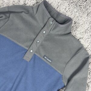 Columbia Men's Fleece Pullover Snap Neck Colorblock Blue Size Small
